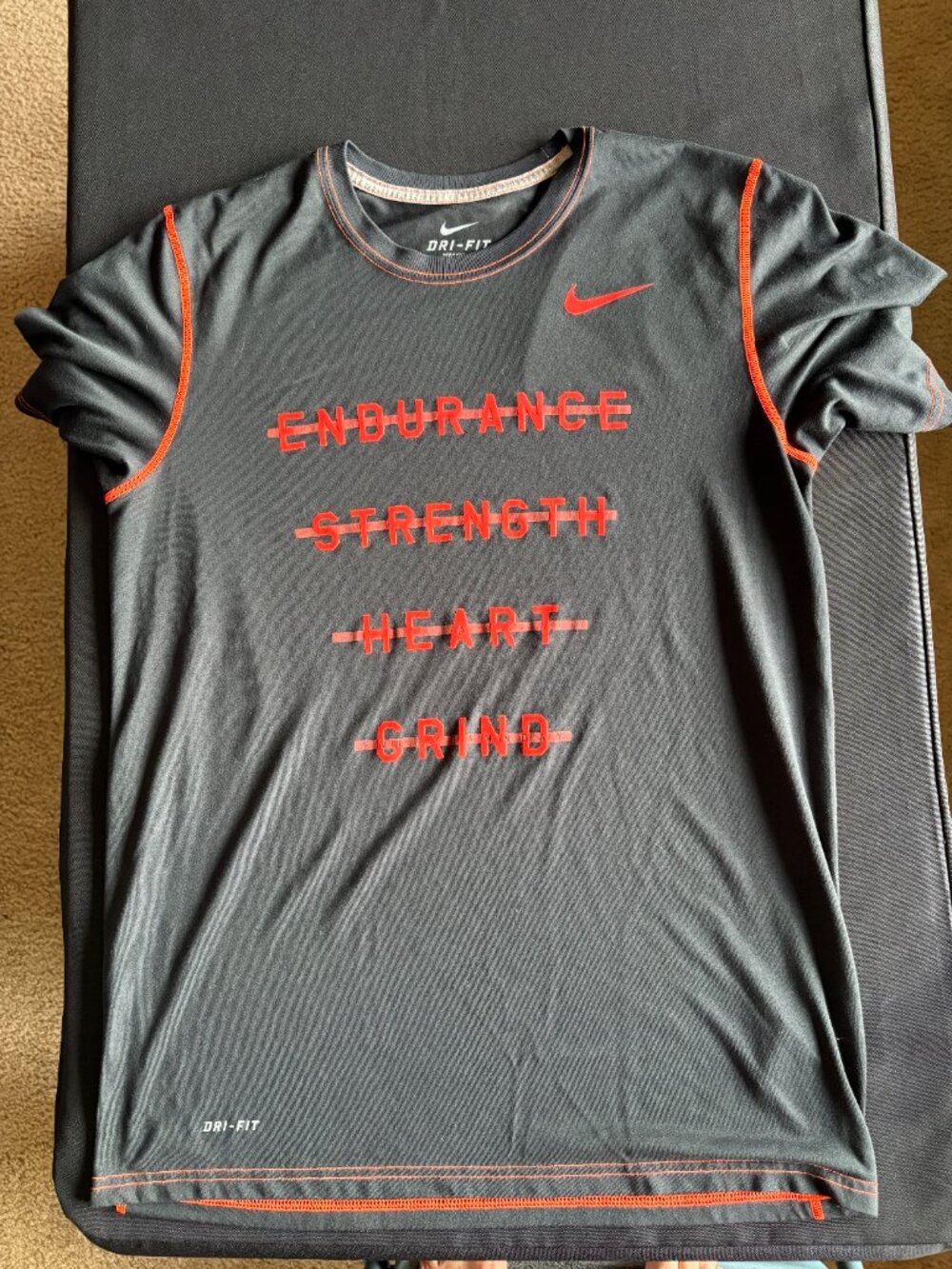 Nike Dri Fit Athletic Mens Medium  "endurance Strength Heart Grind every single